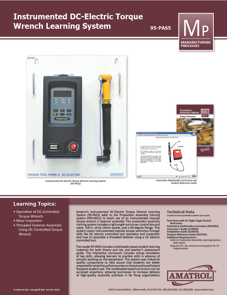Instrumented DC-Electric Torque Wrench Learning System Amatrol Manufacturing Processes Training