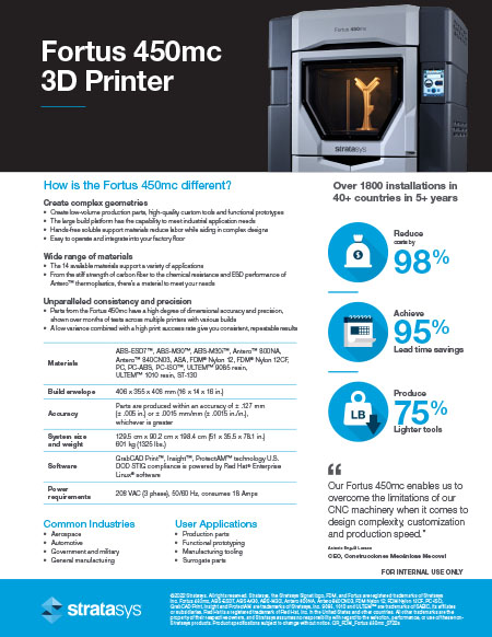 Fortus 450mc Quick Reference Guide Stratasys FDM 3D Printers Fortus 450mc