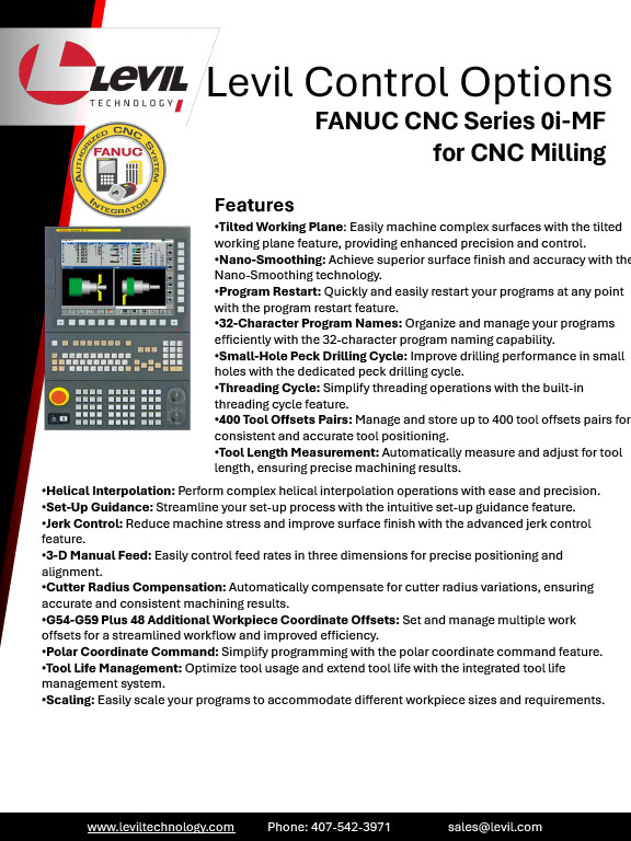 Levil Contol Options: FANUC CNC Series 0i-MF for CNC Milling