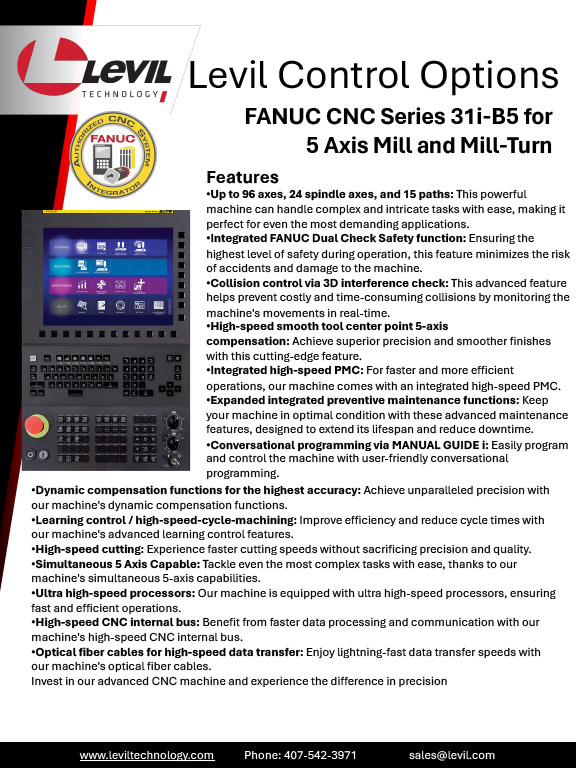 Levil Control Options for 5-Axis Mill and Mill-Turn FANUC CNC Series 31i-B5 Flyer