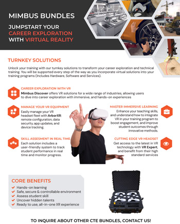 Mimbus Discover Turnkey VR Career Exploration Bundles MIMBUS Career Exploration Bundles for Middle School and High School