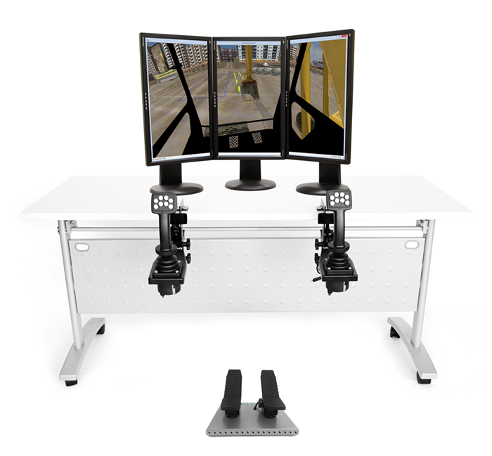 Hydraulic Excavator Personal Simulator - Replica Controls - 3 Displays - Portrait Mode Hydraulic Excavator Personal Simulator - Replica Controls