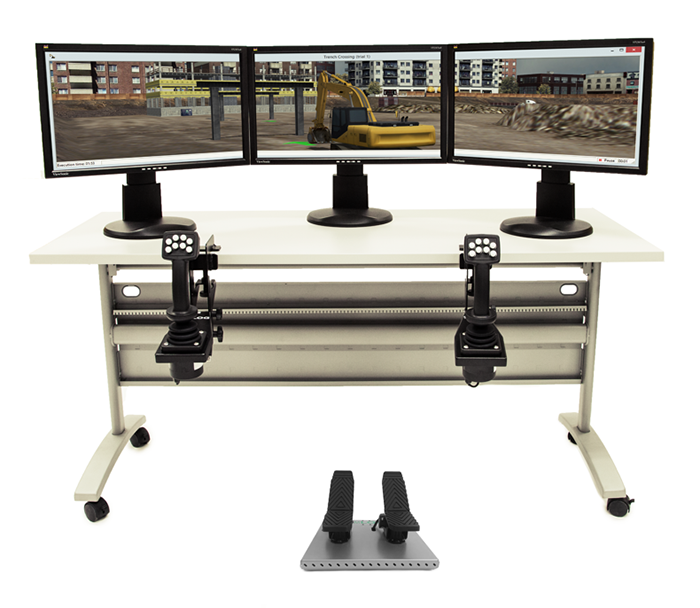 Hydraulic Excavator Personal Simulator - Replica Controls - 3 Displays - Landscape Mode Cost Effective Simulation for Training Heavy Equipment Operators