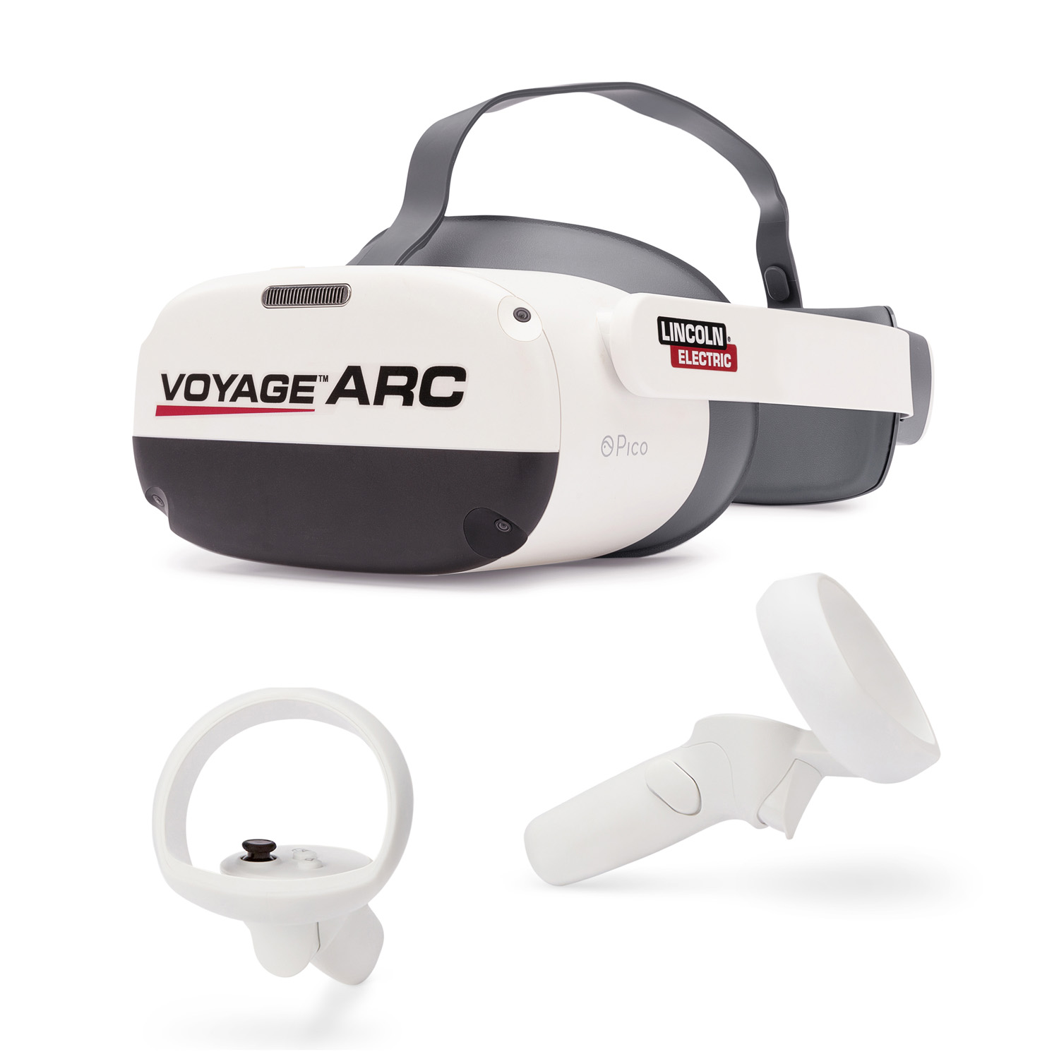 Pico Neo3 Pro VR headset welding training setup Lincoln Electric Voyage Artc VR welding headset hand controllers