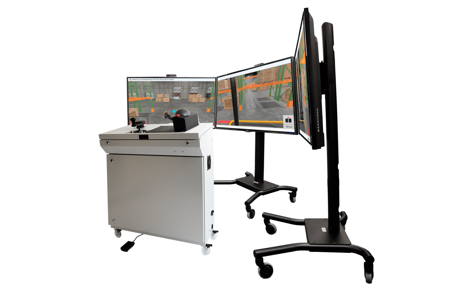 Industrial Controls with Three Displays in Landscape Mode Efficient Warehouse Operations Training