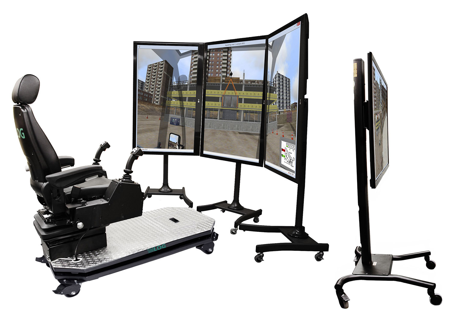 Mobile Crane Personal Simulator - Operator Chair - 3 Displays and Signal Person Display Mobile Crane Personal Simulator
