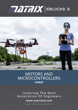 Matrix TSL Motors and Microcontrollers curriculum PDF cover for EBlocks 3 embedded systems training